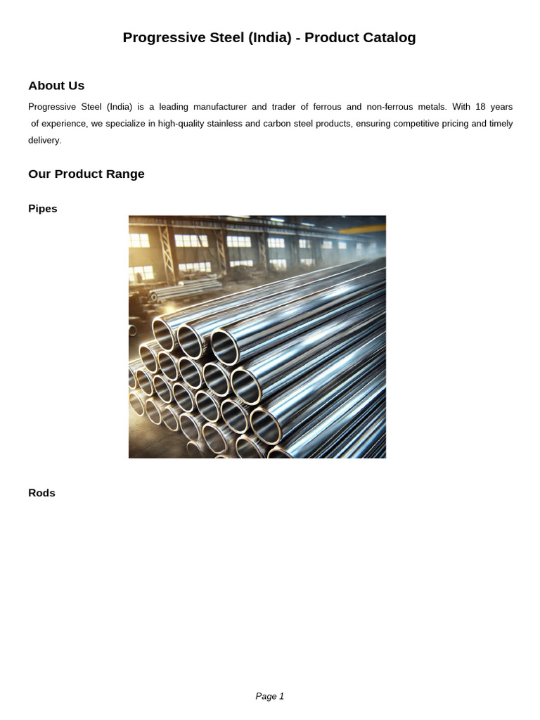 Progressive Steel India Product Catalog | PDF