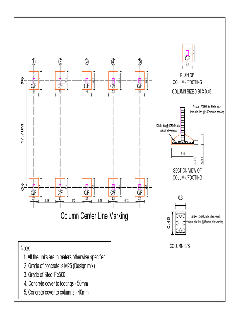 PEB Column and Footing Structural Drawings | PDF | Structural ...