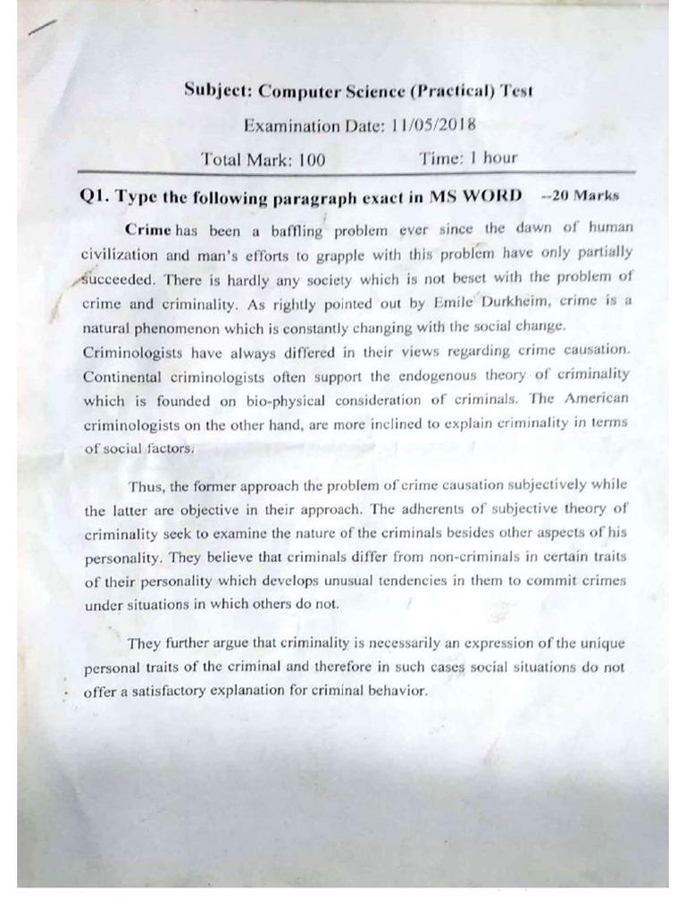 Computer Skill Test Guidelines | PDF | Microsoft Excel | Worksheet