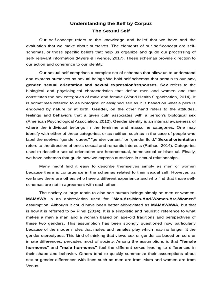 Understanding the Sexual Self Concepts | PDF | Gender | Gender Studies