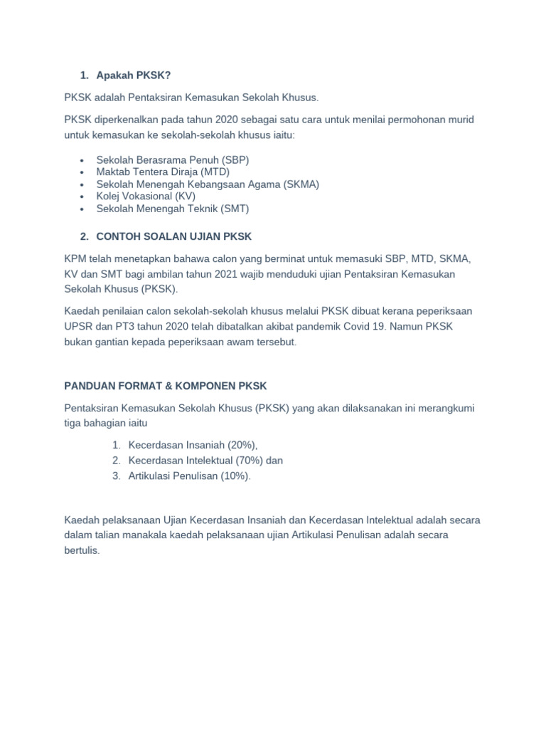 Panduan Lengkap Ujian PKSK 2021 | PDF