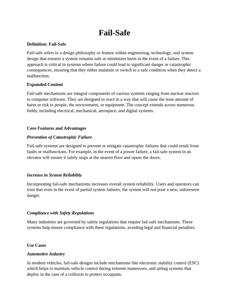 Fail-Safe | PDF | Reliability Engineering | Safety