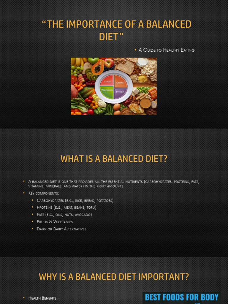 "The Importance of A Balanced Diet": Uide To Ealthy Ating | PDF