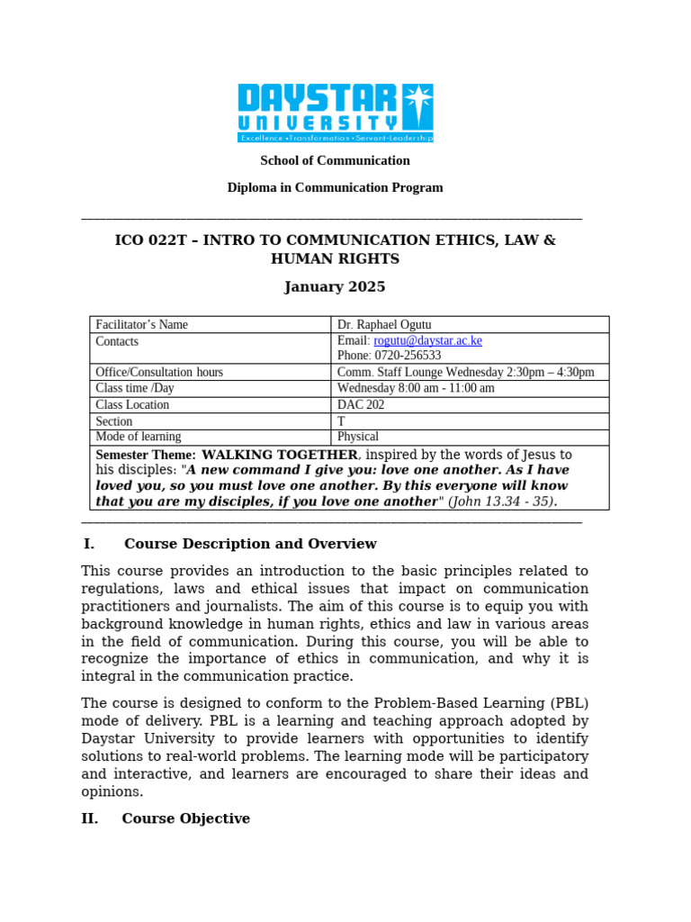 Ico 022t Course Outline January 2025 | PDF | Defamation | Learning
