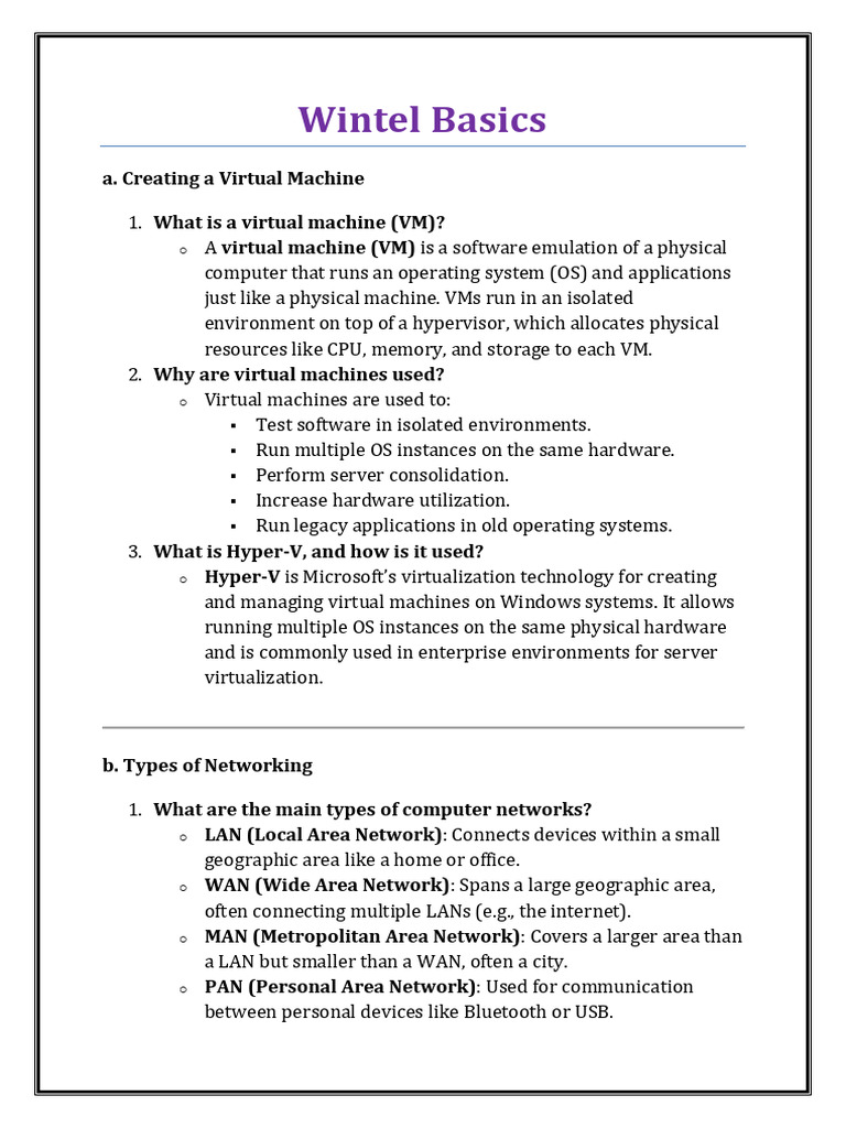 Wintel Basics: VMs, Networking, Windows 10 | PDF | Windows 10 ...