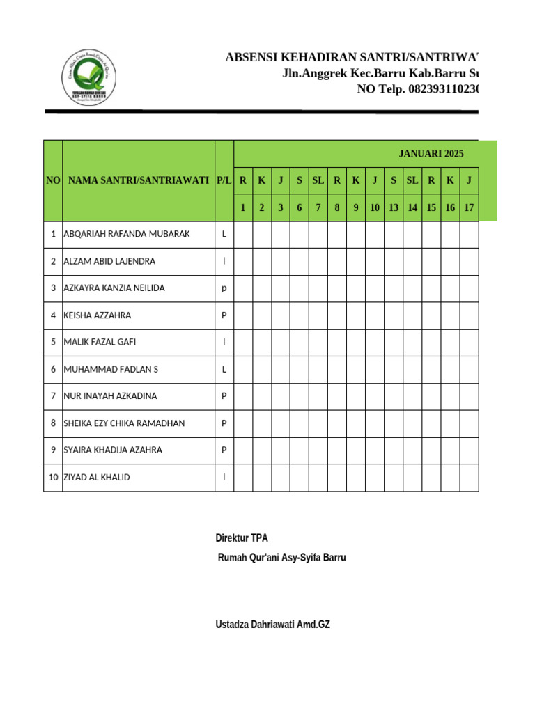 Absen Tpa 01 | PDF
