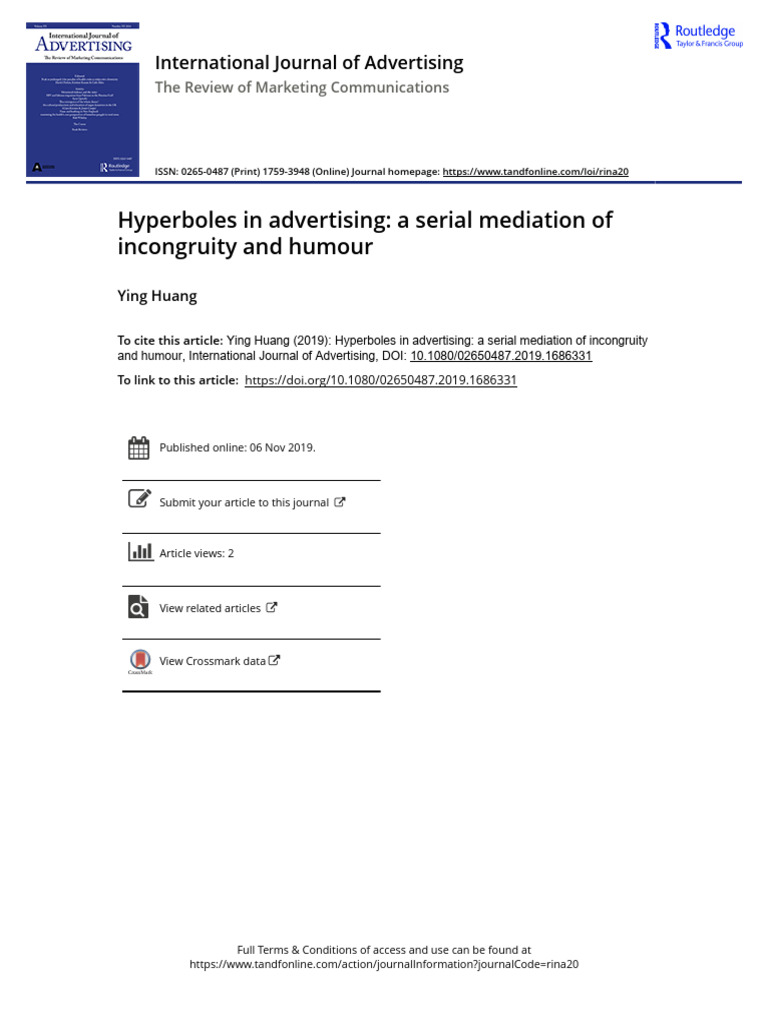 Hyperboles in Advertising: Incongruity & Humor | PDF | Humour | Metaphor