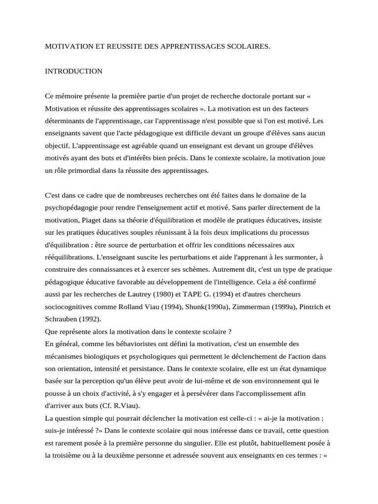 Motivation et réussite scolaire | PDF | Motivant | Motivation