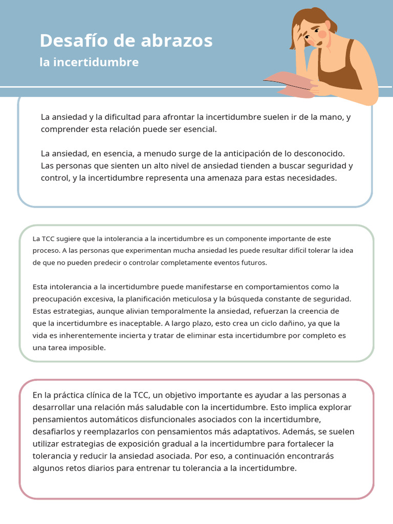 Tolerancia a la Incertidumbre y Ansiedad | PDF | Terapia de conducta ...