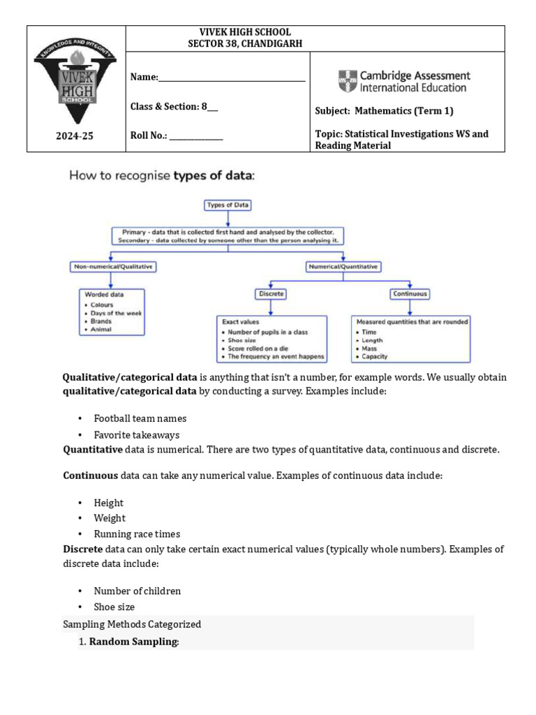 Understanding Data Types and Sampling Methods | PDF | Sampling ...