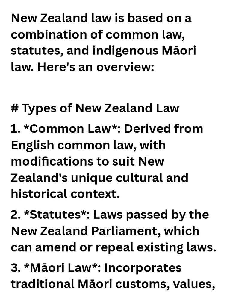 Overview of New Zealand Law | PDF