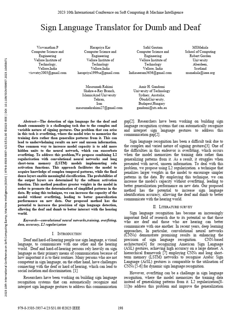 Sign Language Translator For Dumb and Deaf | PDF | Matrix (Mathematics ...