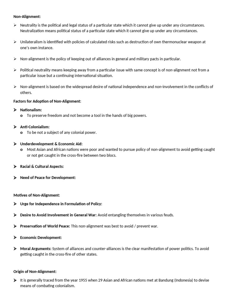 Understanding Non-Alignment Movement | PDF | Non Aligned Movement ...