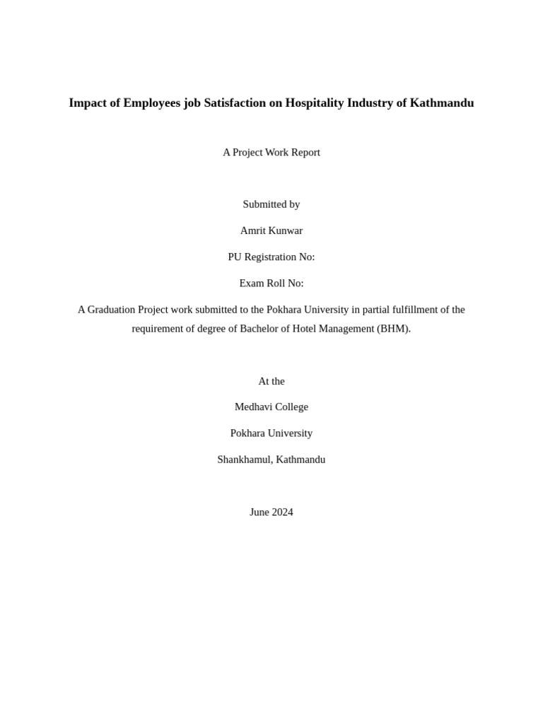 Impact of Employees Job Satisfaction On Hospitality Industry of ...
