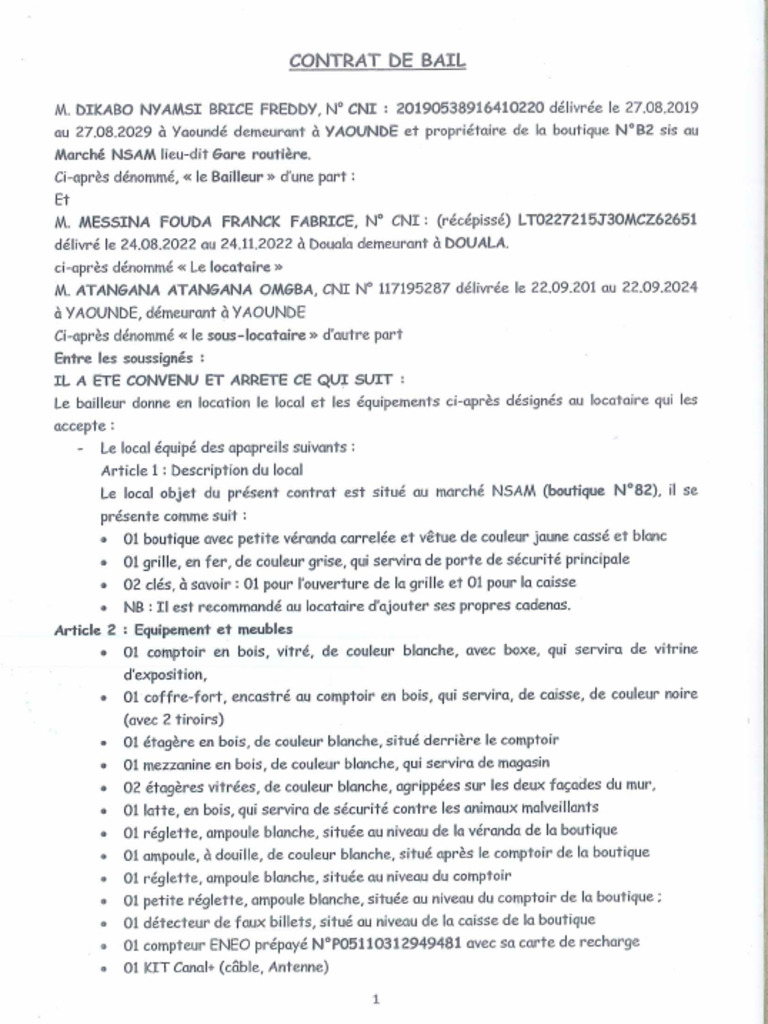 Contrat de Bail #02 10-05-23 | PDF