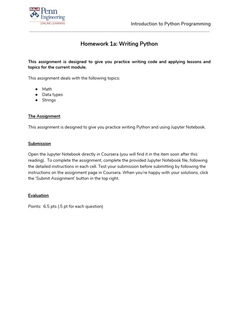 Python Homework: Coding Basics | PDF