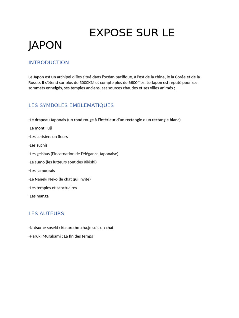 Exposé sur le Japon et sa culture PDF — free download