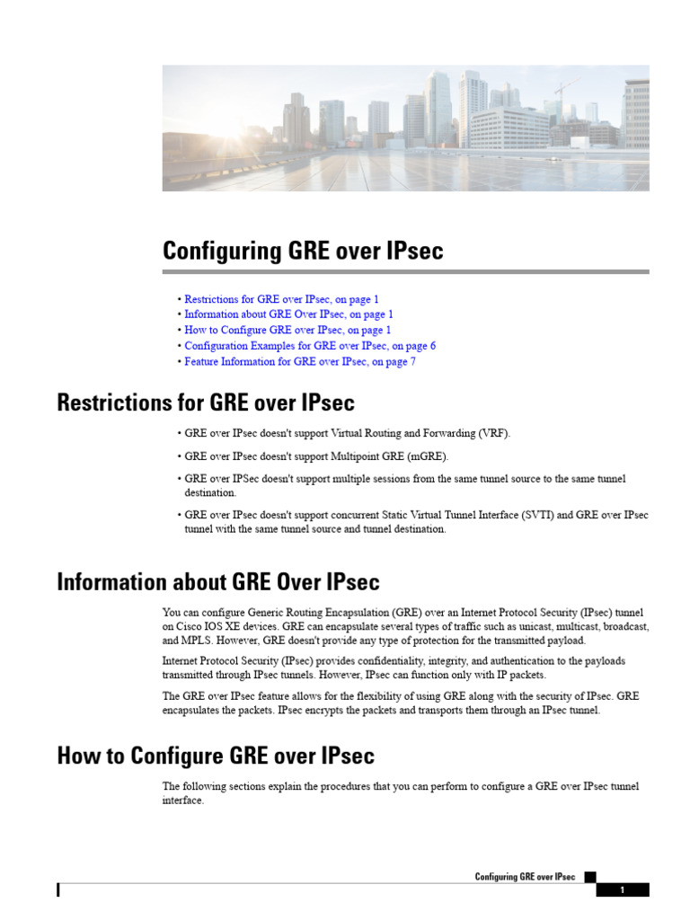 GRE over IPsec Configuration Guide | PDF | I Pv6 | Internet Standards