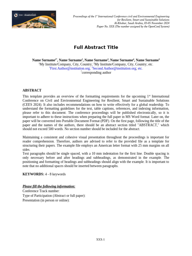 CEES 2024 Conference Paper Guidelines | PDF | Abstract (Summary ...