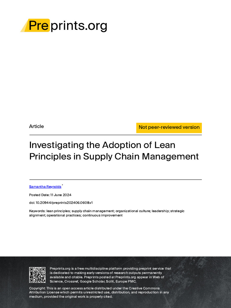 Lean Principles in Supply Chain Management | PDF | Supply Chain ...