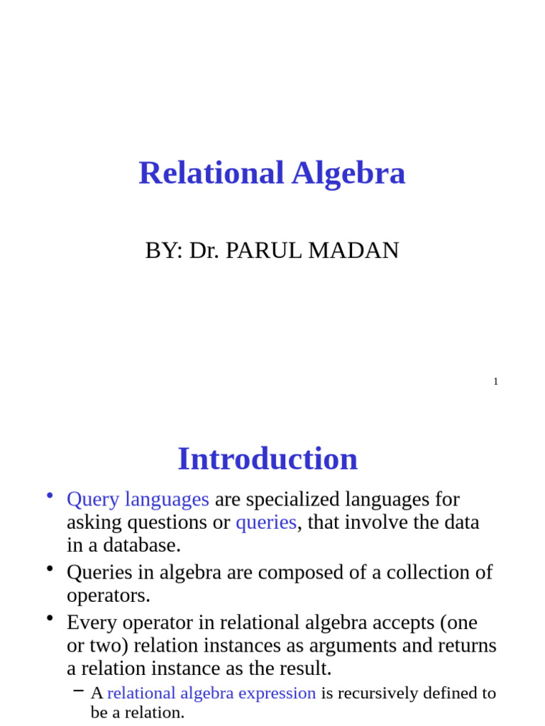 Relation Algebra Anshul | PDF | Relational Model | Mathematical Logic