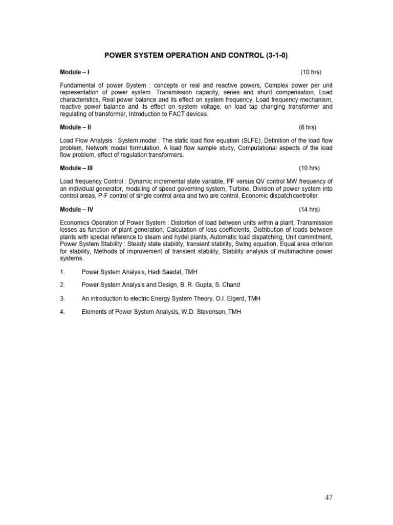 Power System Operation & Control Guide | PDF