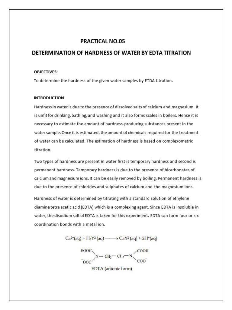 EDTA Titration for Water Hardness Analysis | PDF | Titration | Chemistry