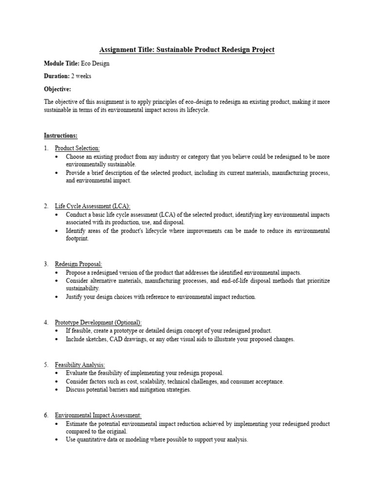 Sustainable Product Redesign Guide | PDF | Life Cycle Assessment ...