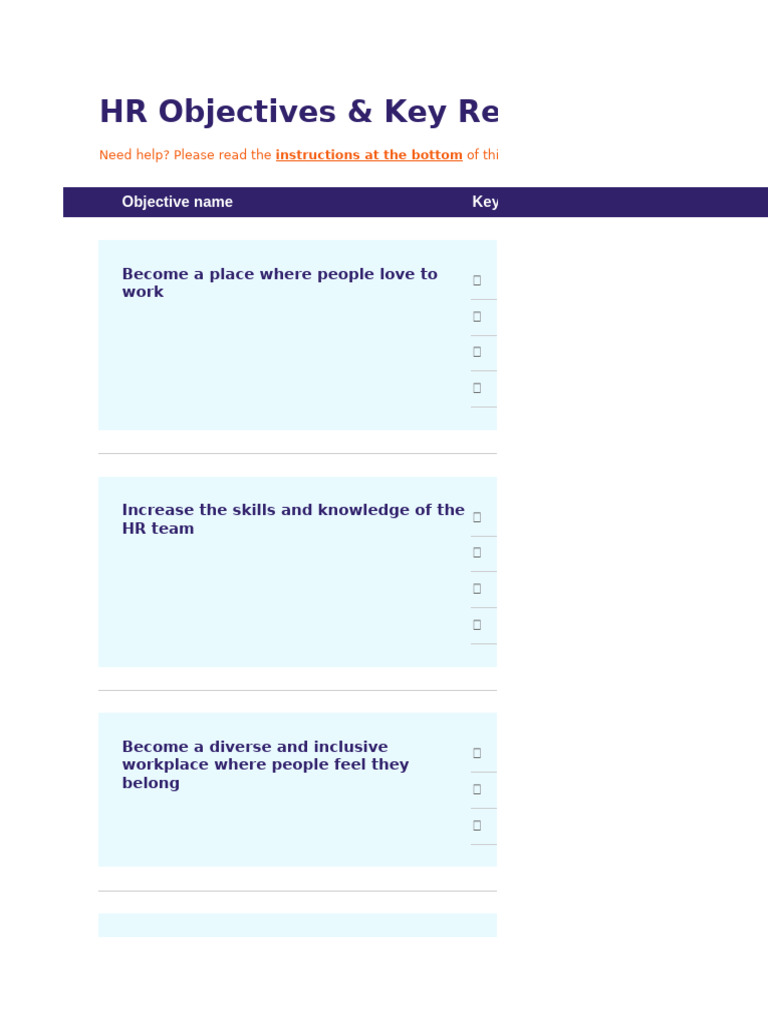 HR OKR Tracking Template (LIVE) | PDF | Employment | Employee Retention