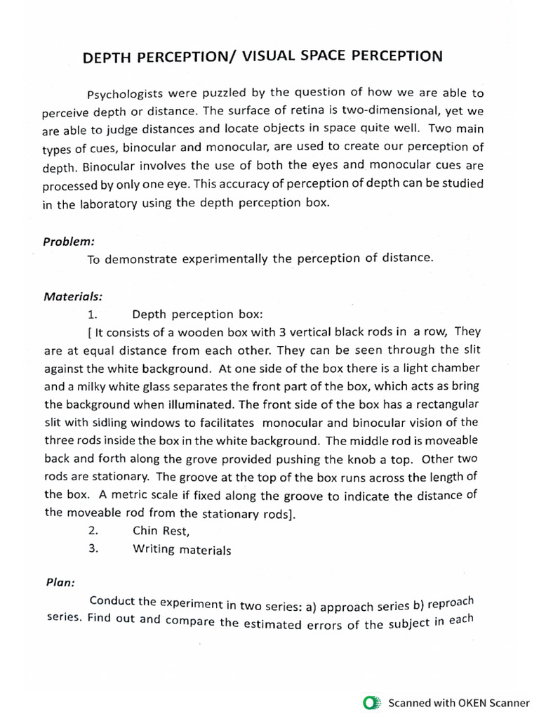 Depth Perception Manual | PDF