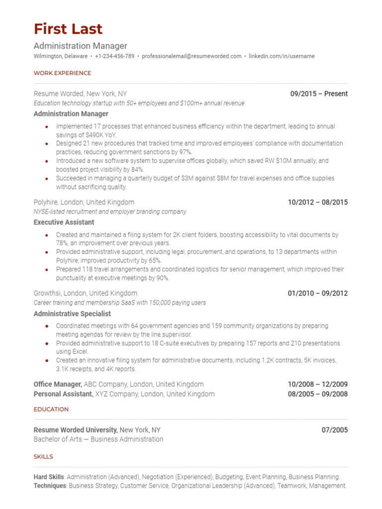 Administration-Manager - Template 16 | PDF | Business | Business Economics