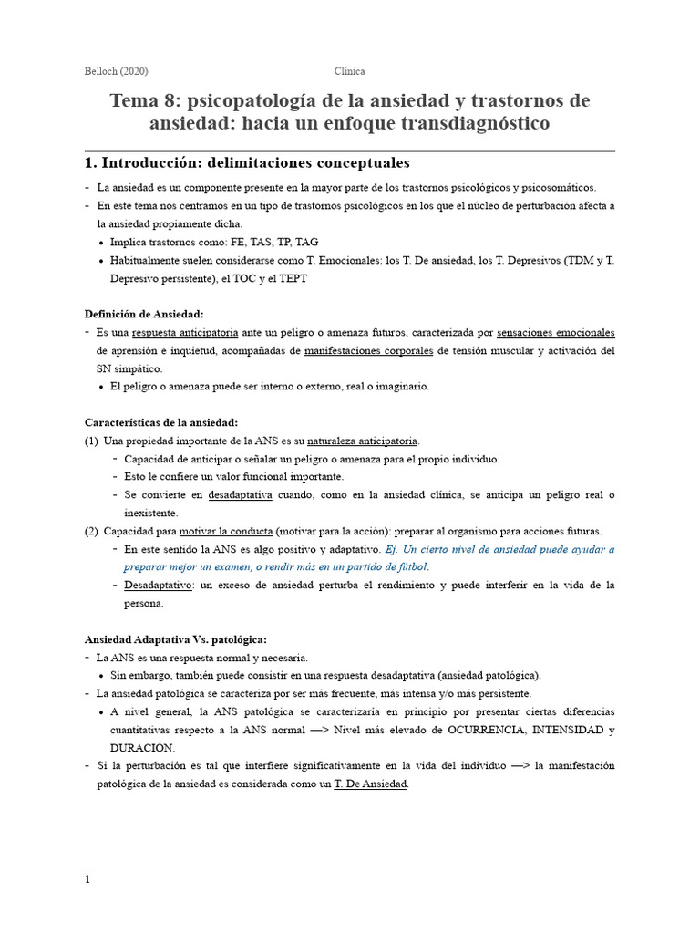 Psicopatología de la Ansiedad y Fobias | PDF | Ansiedad | Las emociones
