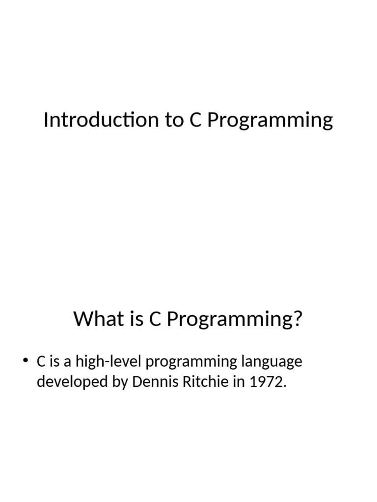Introduction To C Programming | PDF