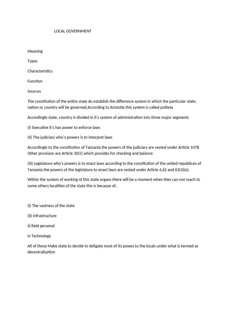 Overview of Local Government Systems | PDF | Constitution | Local ...