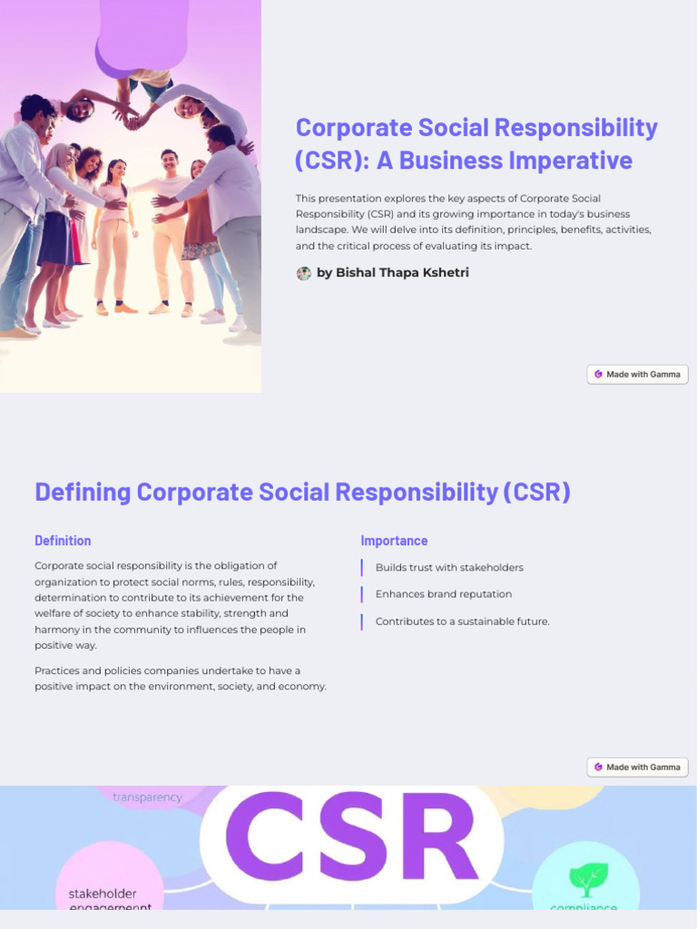 Corporate Social Responsibility CSR A Business Imperative | PDF ...