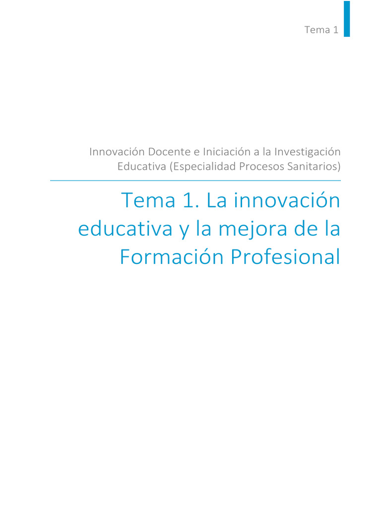 Tema 1. La Innovación Educativa y La Mejora de La FP | PDF | Innovación ...