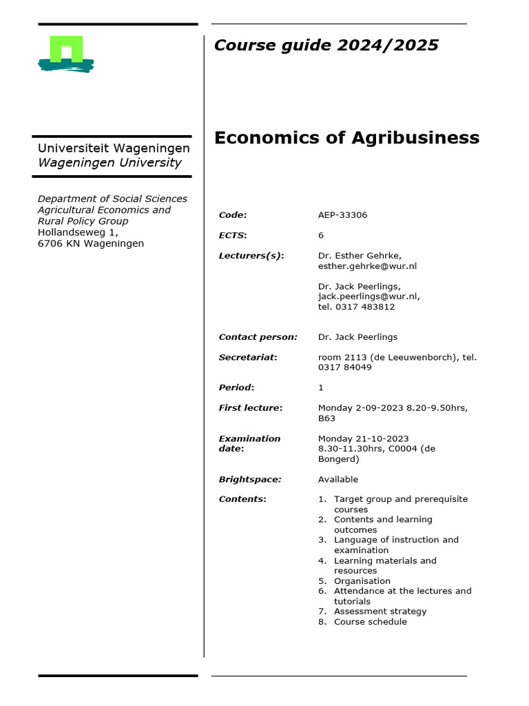 Aep-33306 Handout 2024 - 25 | PDF | Microeconomics | Economics