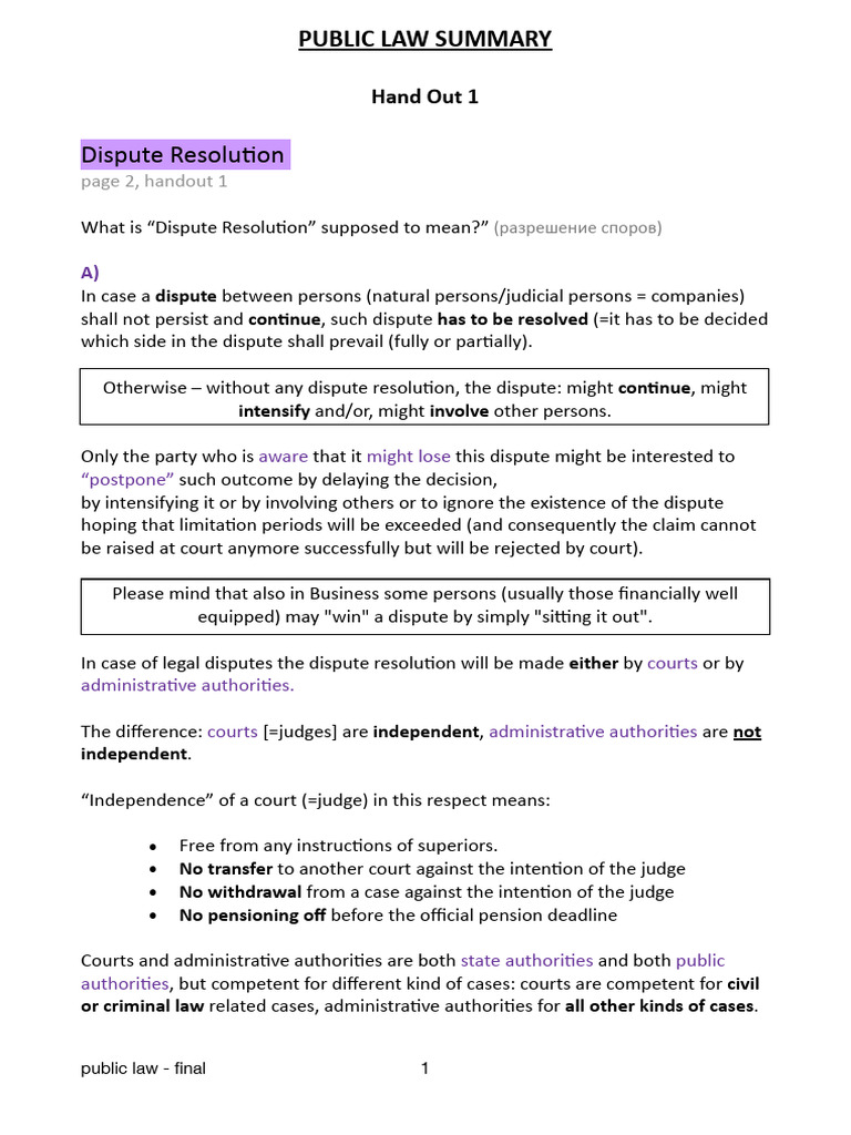 Final - PUBLIC LAW Summary-1 | PDF | Arbitration | Appeal