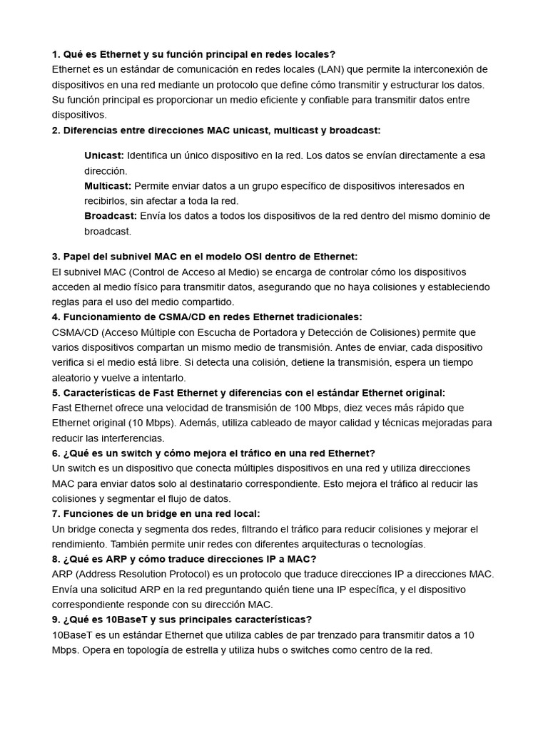 Guía Completa sobre Ethernet y Redes LAN | PDF | Ethernet | Red de ...