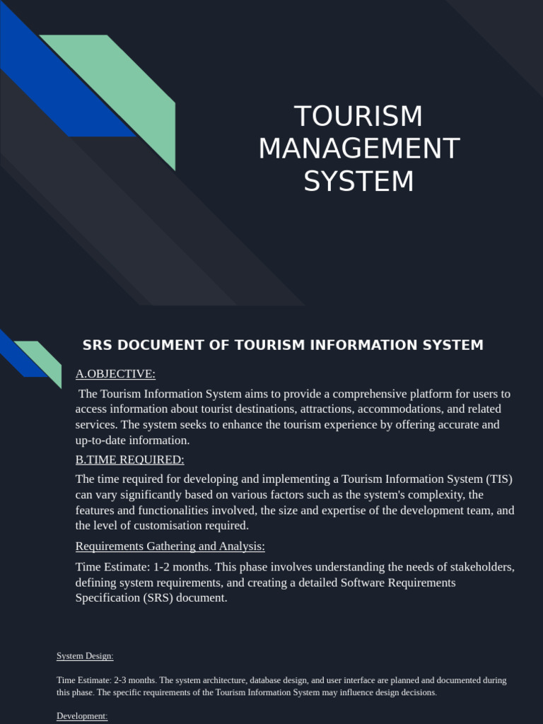 Tourism Management System Pdf Software Testing World Wide Web