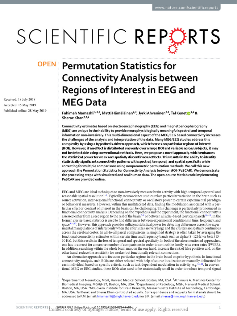 Permutation Statistics For Connectivity Analysis B | PDF ...