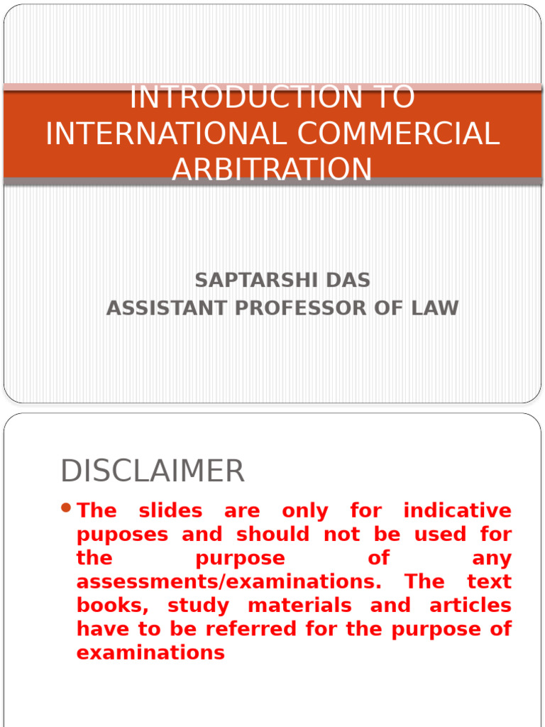 Introduction to International Commercial Arbitration | PDF ...