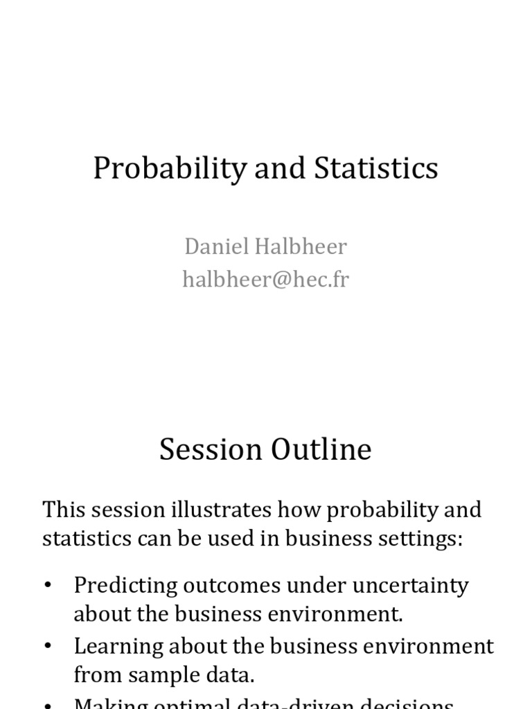 Business Applications of Probability & Statistics | PDF | Probability ...