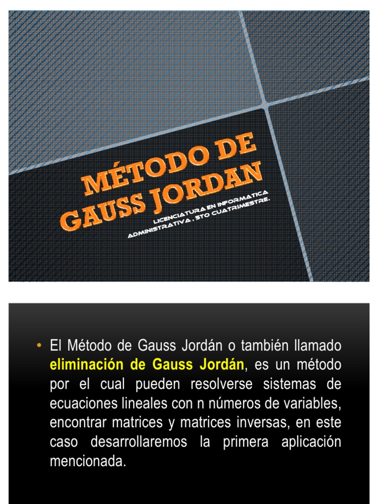 Método de Gauss Jordan | PDF
