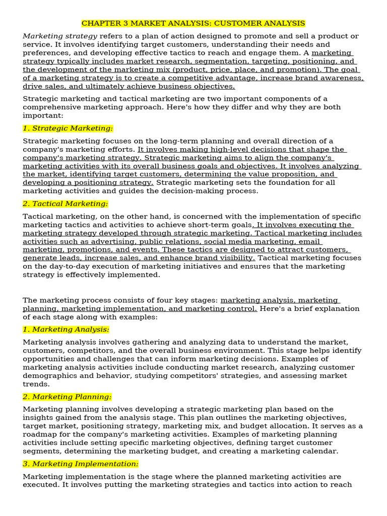 Chapter 3 Market Analysis - Student | PDF | Marketing | Marketing Strategy