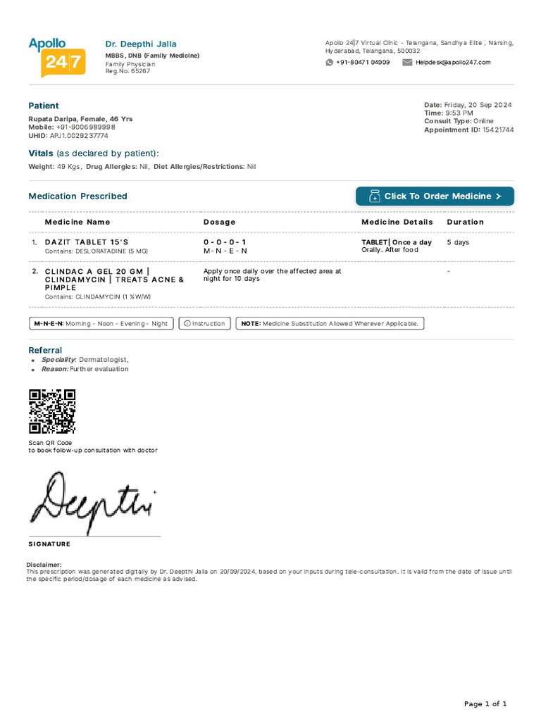 Prescription - Apollo 2471726849509295 | PDF | Medical Prescription ...