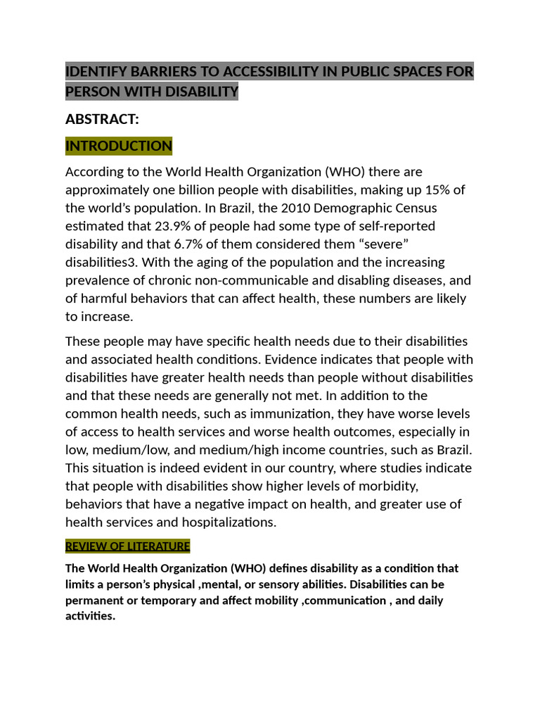 Accessibility Barriers in Public Spaces | PDF | Survey Methodology ...