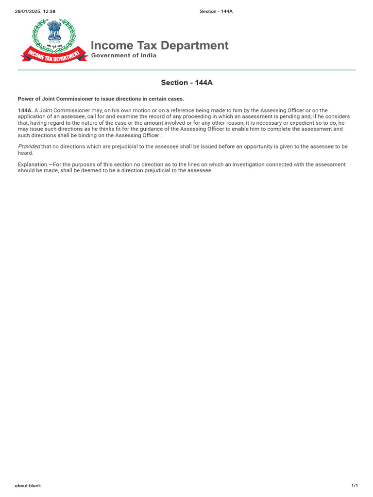 Joint Commissioner's Powers Under 144A | PDF