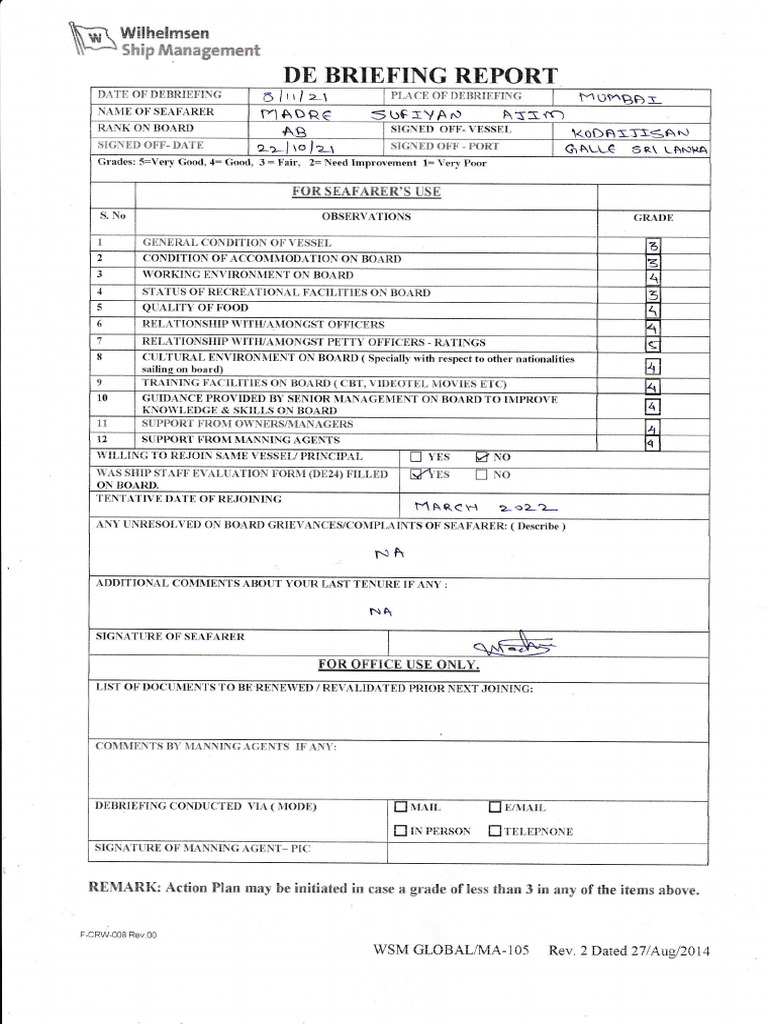 DeBriefing Form | PDF