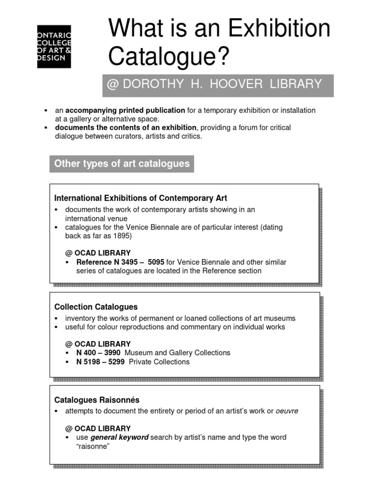 Finding Exhibition Catalogues Guide | PDF